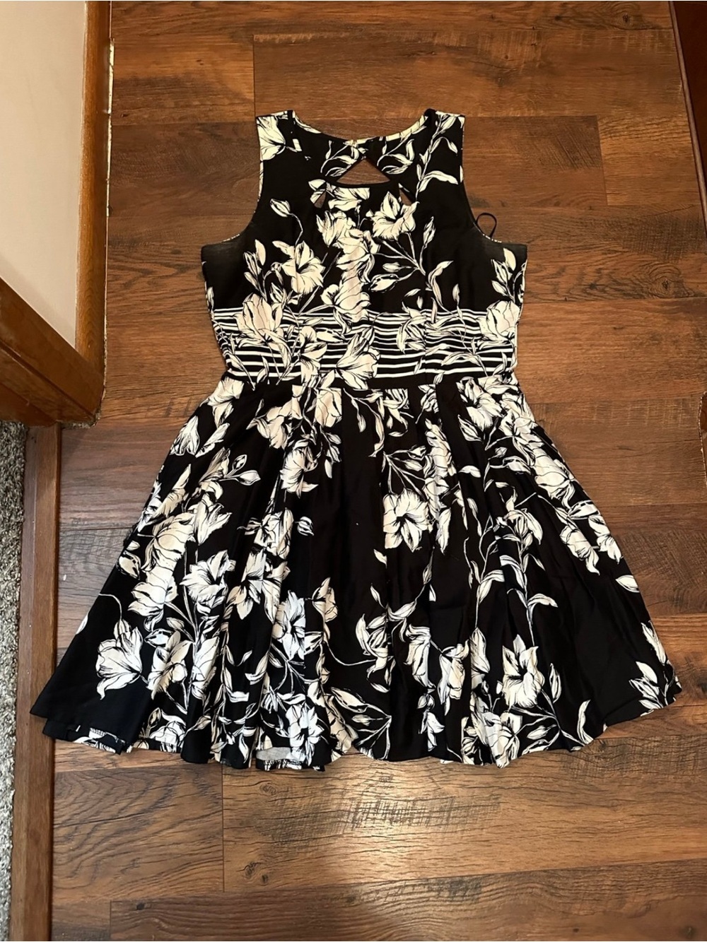 Black and White Floral Fit & Flare Dress